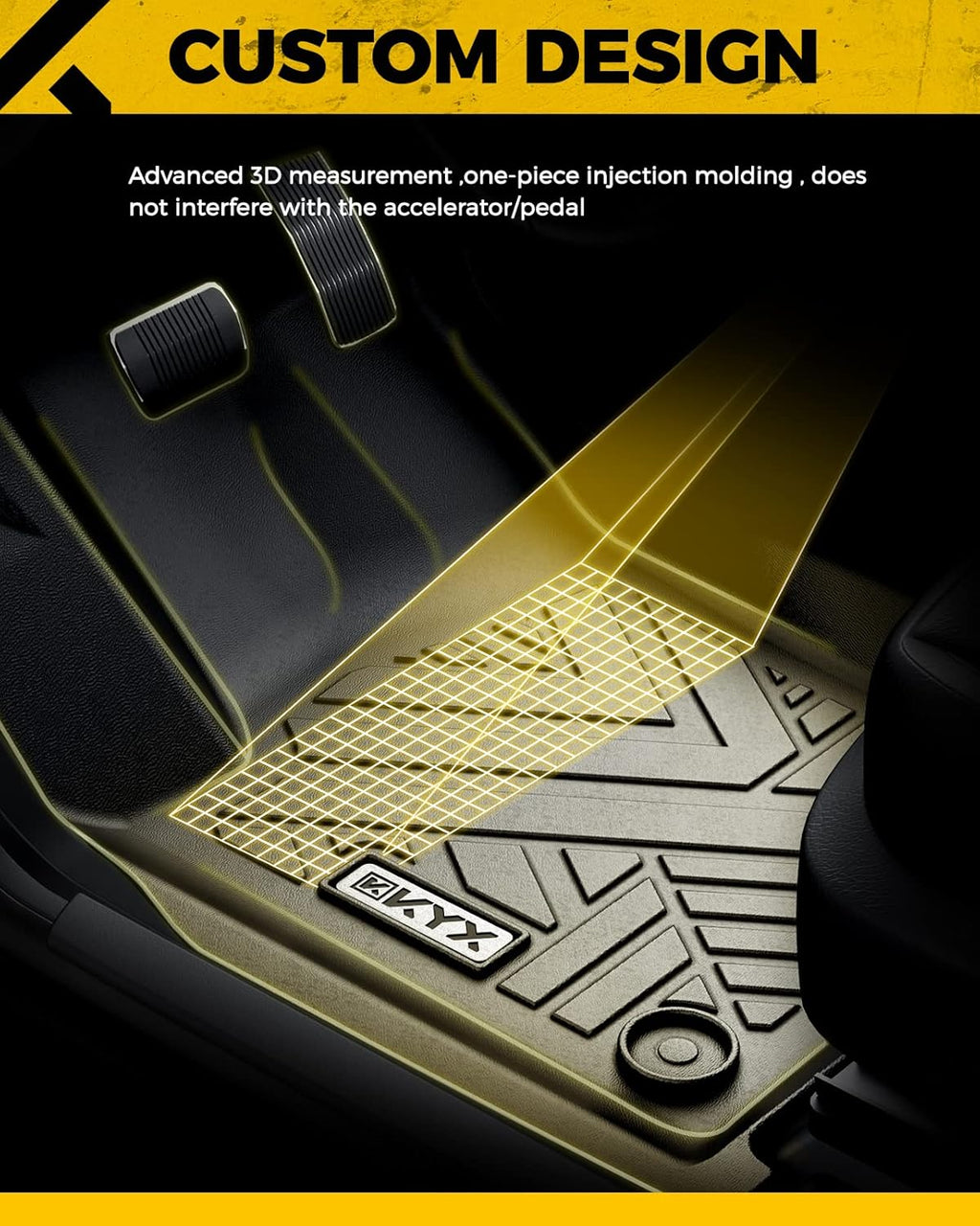 All Weather TPE Black Car Floor Mats Front & 2nd Row G51947