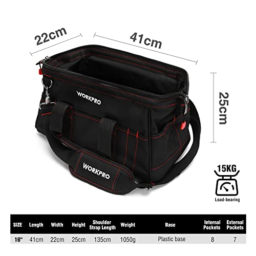 16-inch Wide Mouth Tool Storage Bag with Water Proof Rubber Base W322739