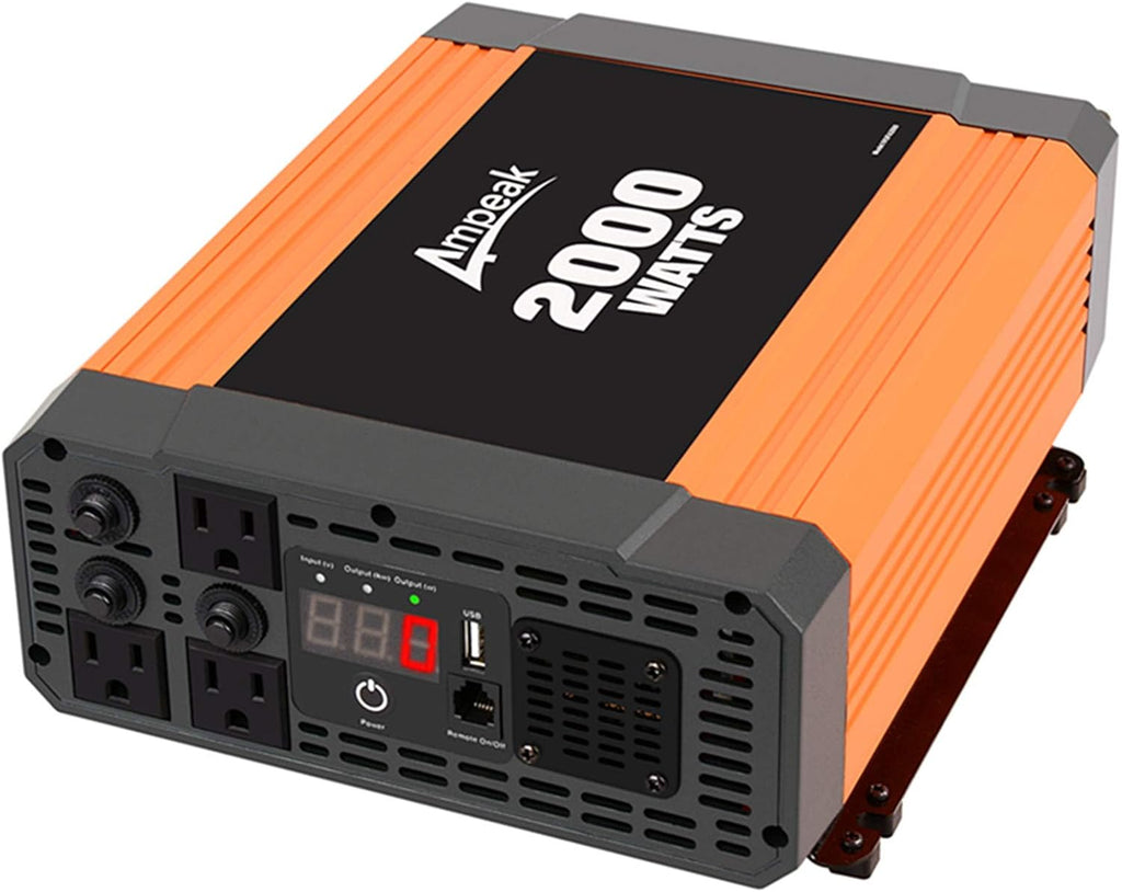 2000W 12V to 110V Power Inverter with 3AC Outlets and USB P8410
