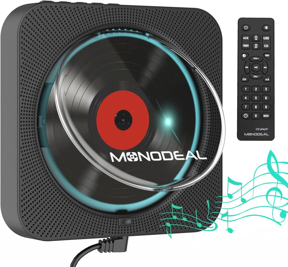 Wall Mounted Bluetooth CD Player with Built-in Dual Speakers M989