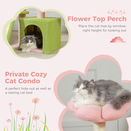 Green 32'' Cat Tree with Sisal Scratching Ramp and Hammock I54563