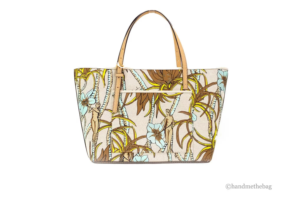 Small Climbing Palms Printed Canvas Tote Handbag Y919969
