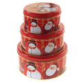 3 Size Christmas Cookie Tin Round Containers K807