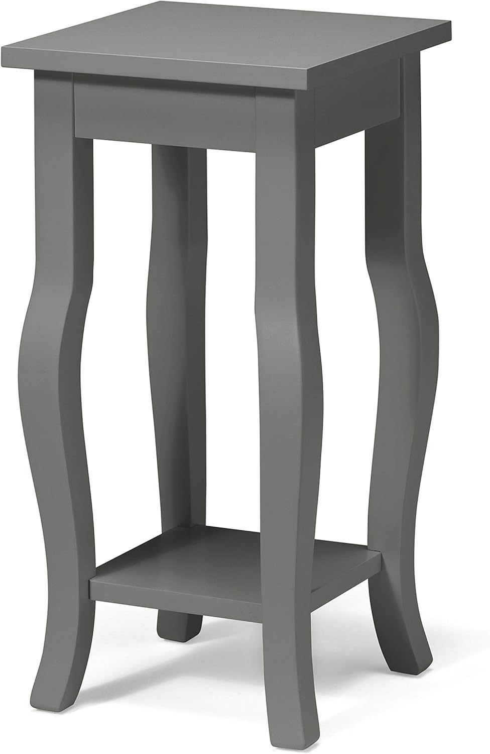 Black Wood Pedestal End Table with Display Shelf X7133