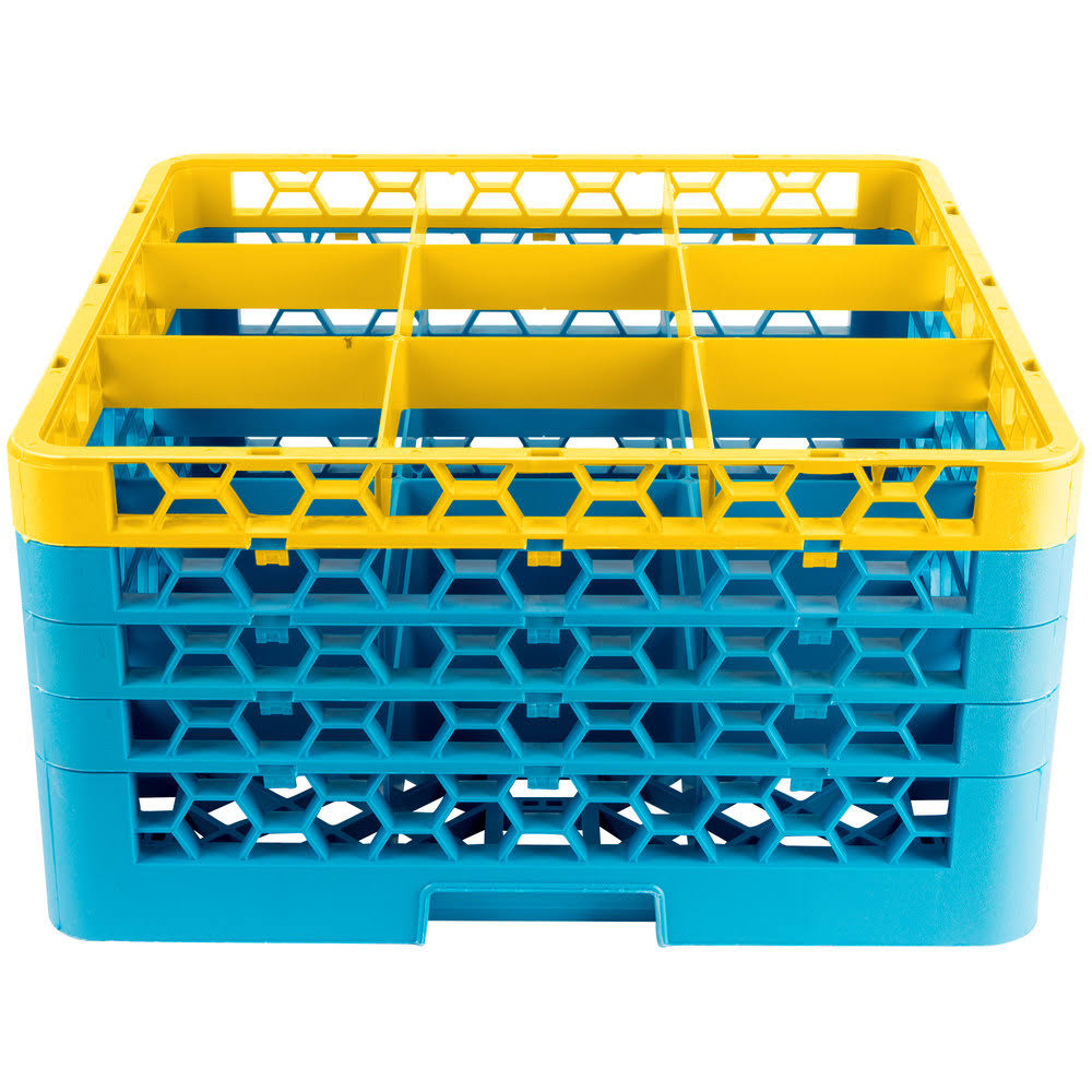 9 Compartment Yellow Glass Rack with 4 Extenders C249646