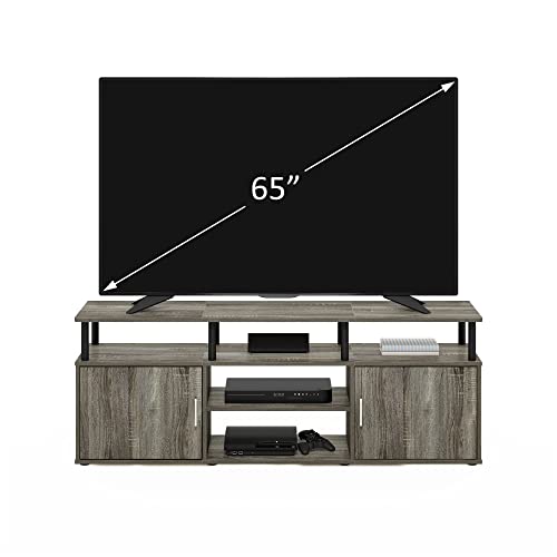 French Oak Grey Black Large Entertainment Stand for TV Up to 55 Inch K4400
