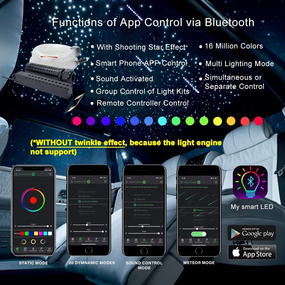 6W APP Control Fiber Optic Star Ceiling Light Kit M55293