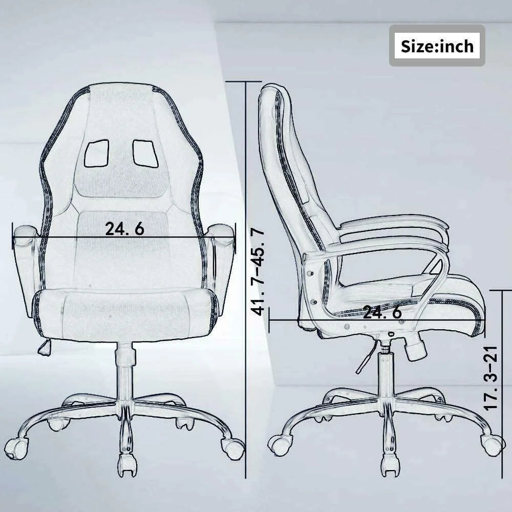 Ergonomic PU Leather High Back Gaming Chair with Lumbar Support T136