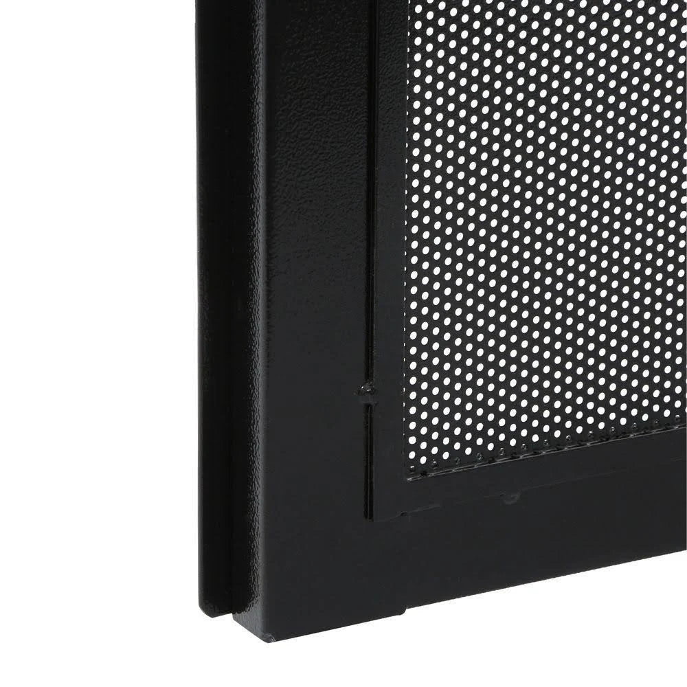 36 in. x 80 in. Black Steel Security Door with Perforated Metal Screen F7149