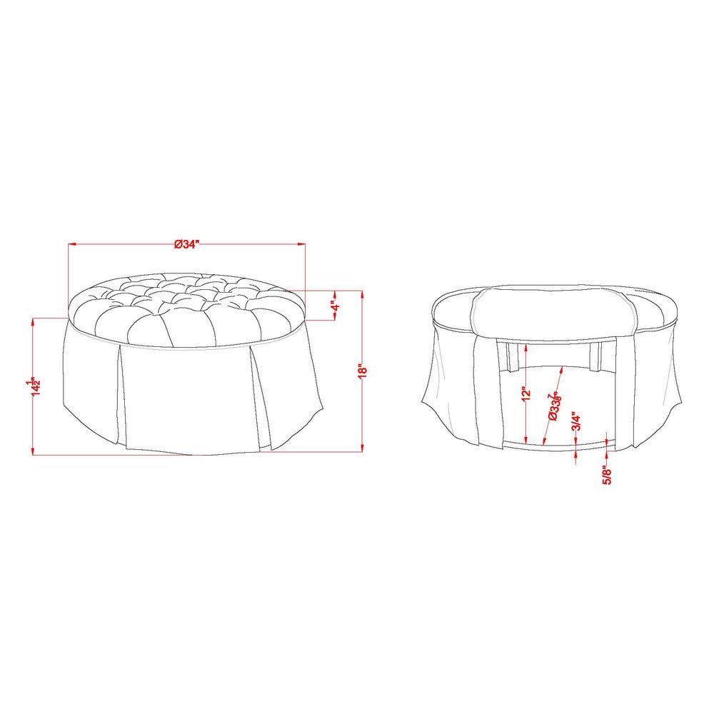 Blue Tufted Round Fabric Ottoman J273
