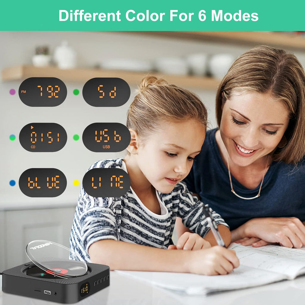 Wall Mounted Bluetooth CD Player with Built-in Dual Speakers M989