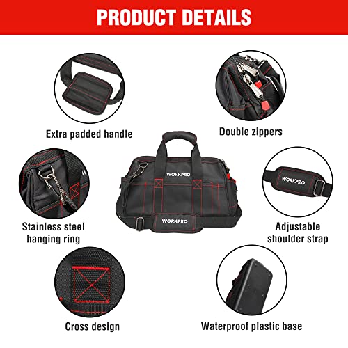 16-inch Wide Mouth Tool Storage Bag with Water Proof Rubber Base W322739