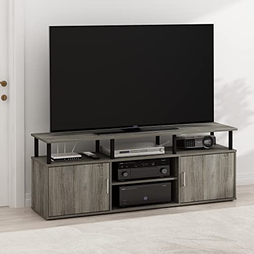 French Oak Grey Black Large Entertainment Stand for TV Up to 55 Inch K4400