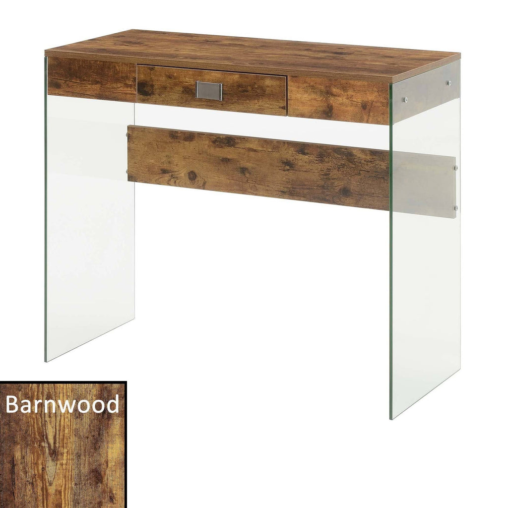 36 in. Glass Desk Gray Marble J787402