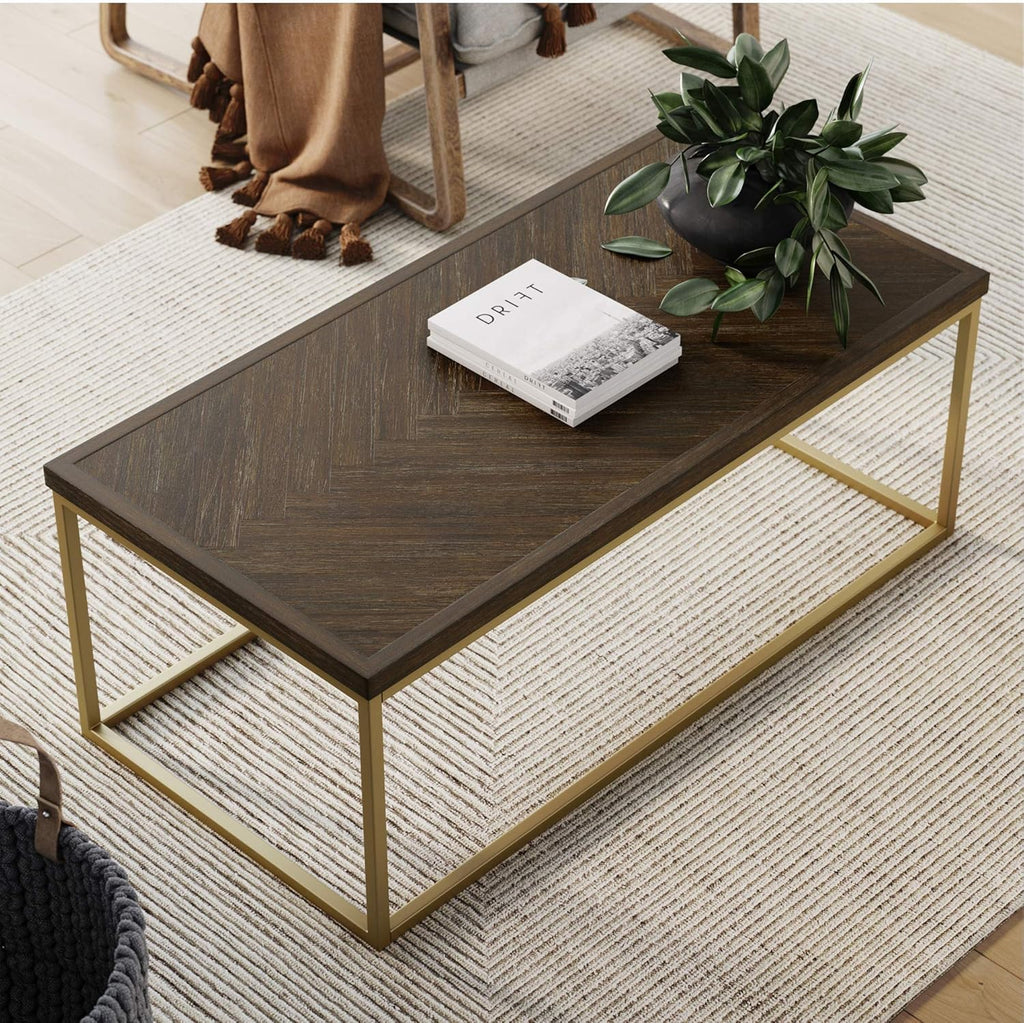 Walnut Acacia Veneer Metal Coffee Table L9244