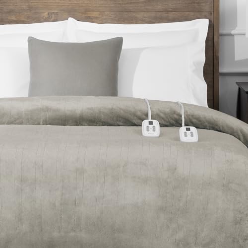 King Size 100in x 90in Polyester Velvet Electric Heated Blanket I342268