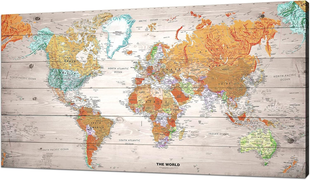 Vintage World Map Canvas Wall Art 20x40 A4216