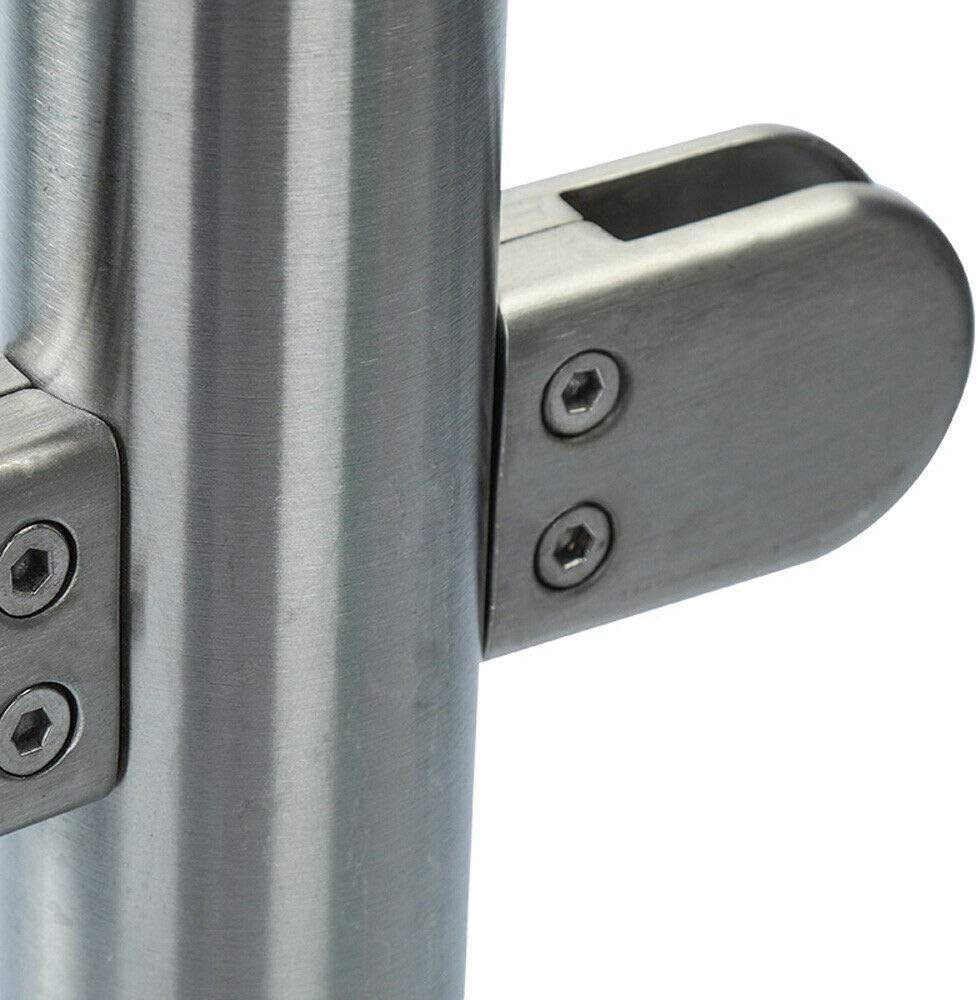 110cm High Glass Balustrade Railing Post Glazing Stainless Steel Pole Handrail Silver Pack of 2 F625897