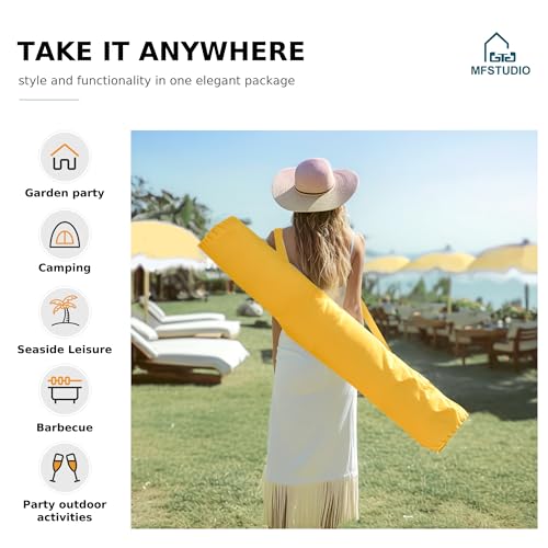 7ft Beach Umbrella with Fringe, UPF50+, Carry Bag L898