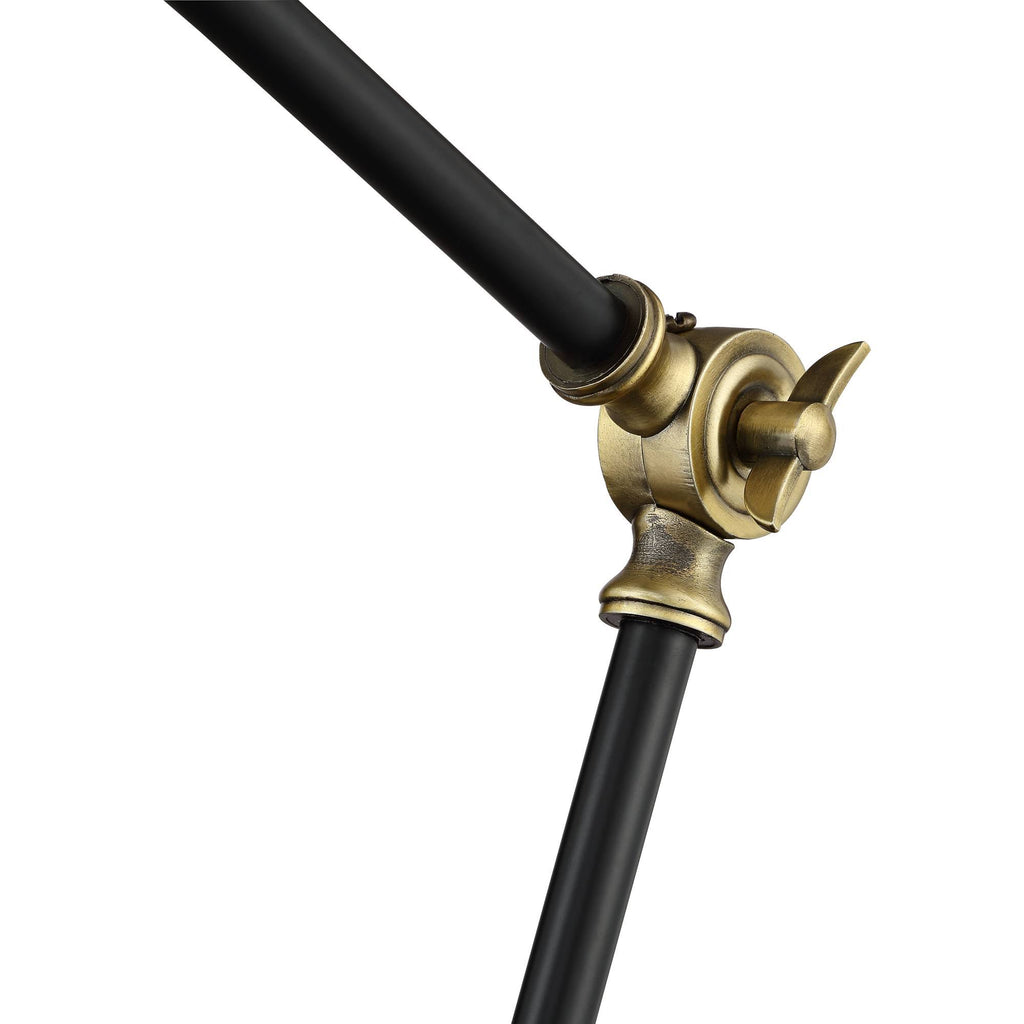 Modern Industrial Desk Table Lamp with USB Charging Port Adjustable Black Antique Brass Q354