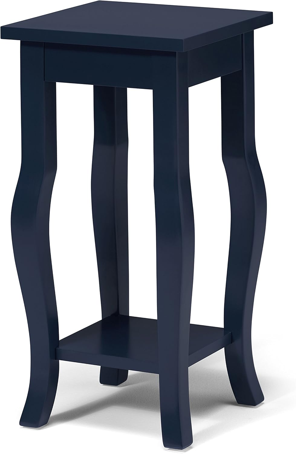 Black Wood Pedestal End Table with Display Shelf X7133
