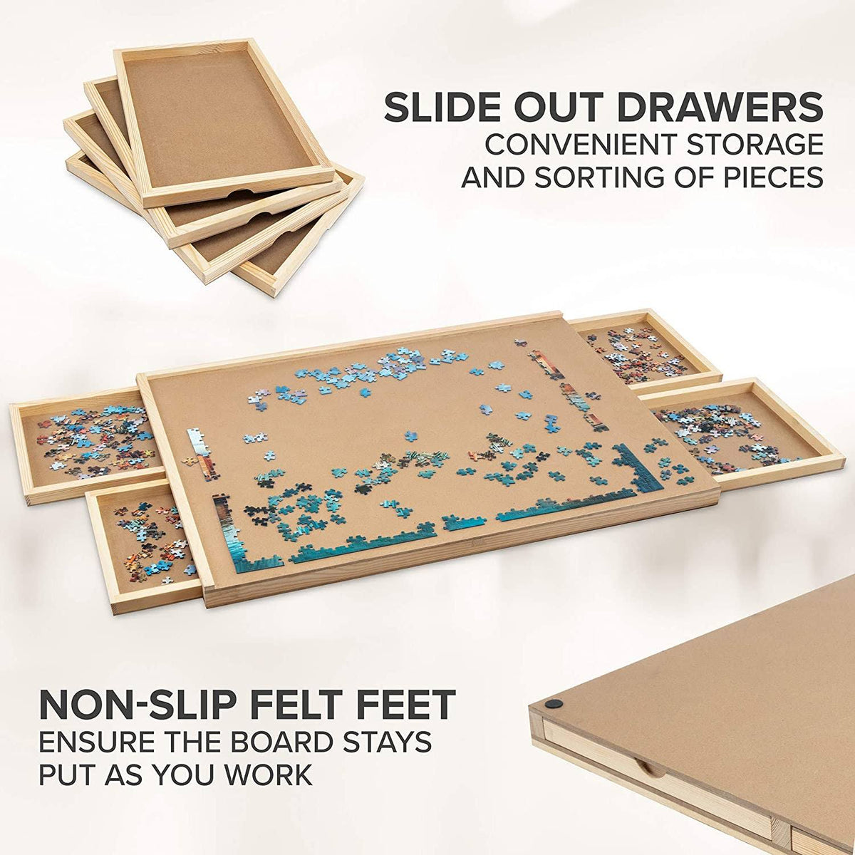 1000 Piece Wooden Puzzle Board with 4 Drawers Y32816