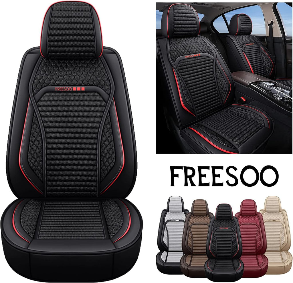 Beige Leather Linen Full Set Car Seat Covers X92130