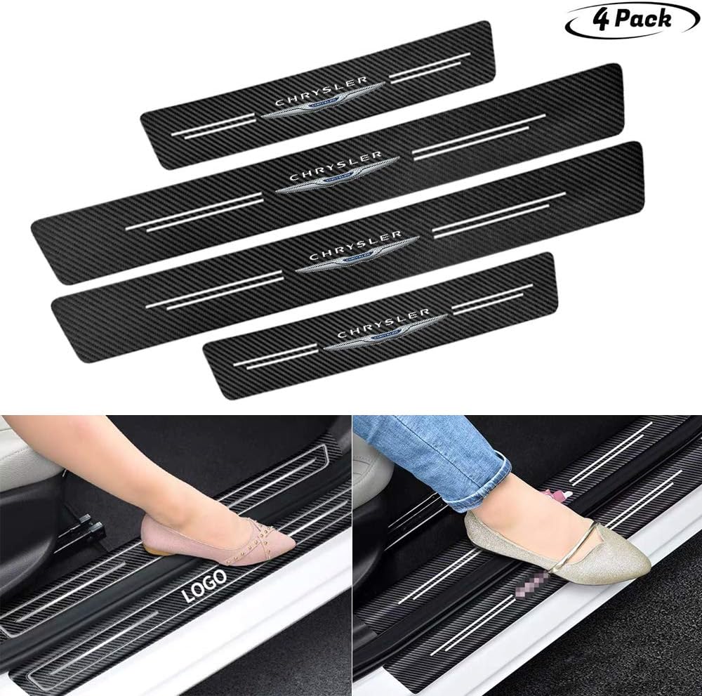 4pcs Carbon Fiber Door Sill Plate Protectors T285