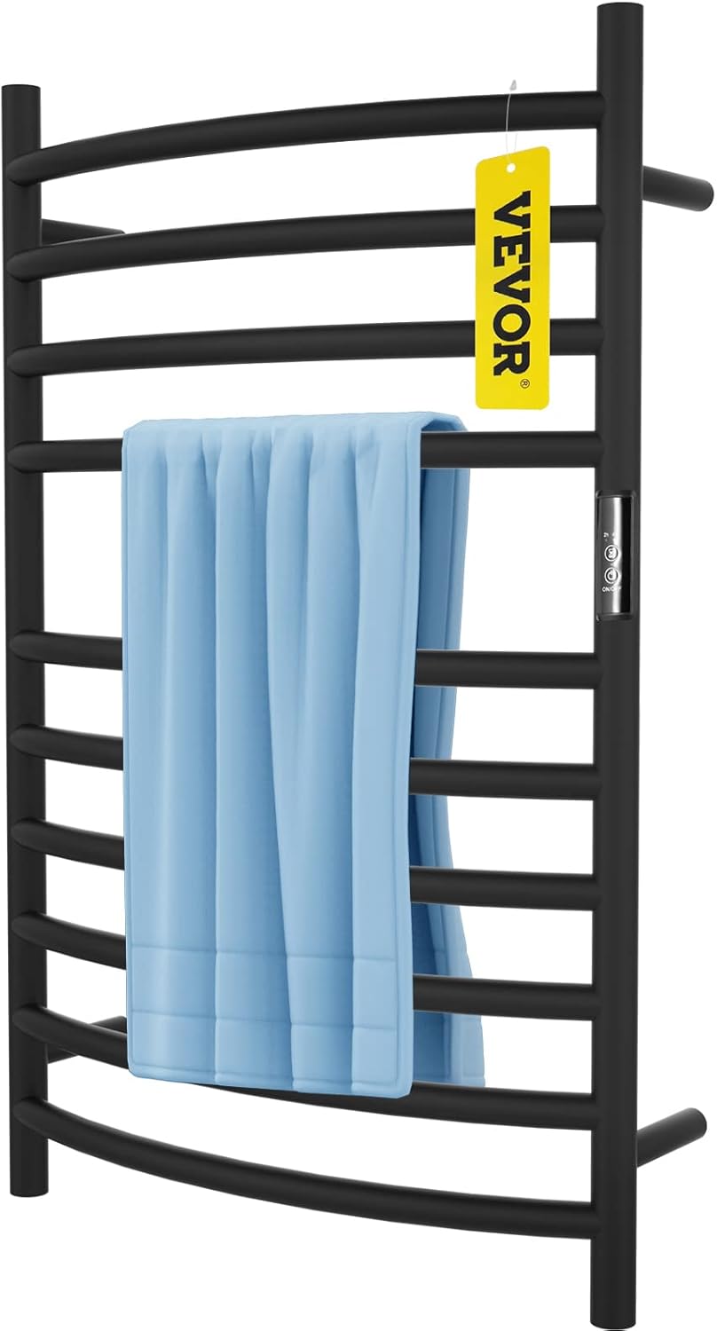 4 Bars Curved Stainless Steel Heated Towel Rack with Timer N7594