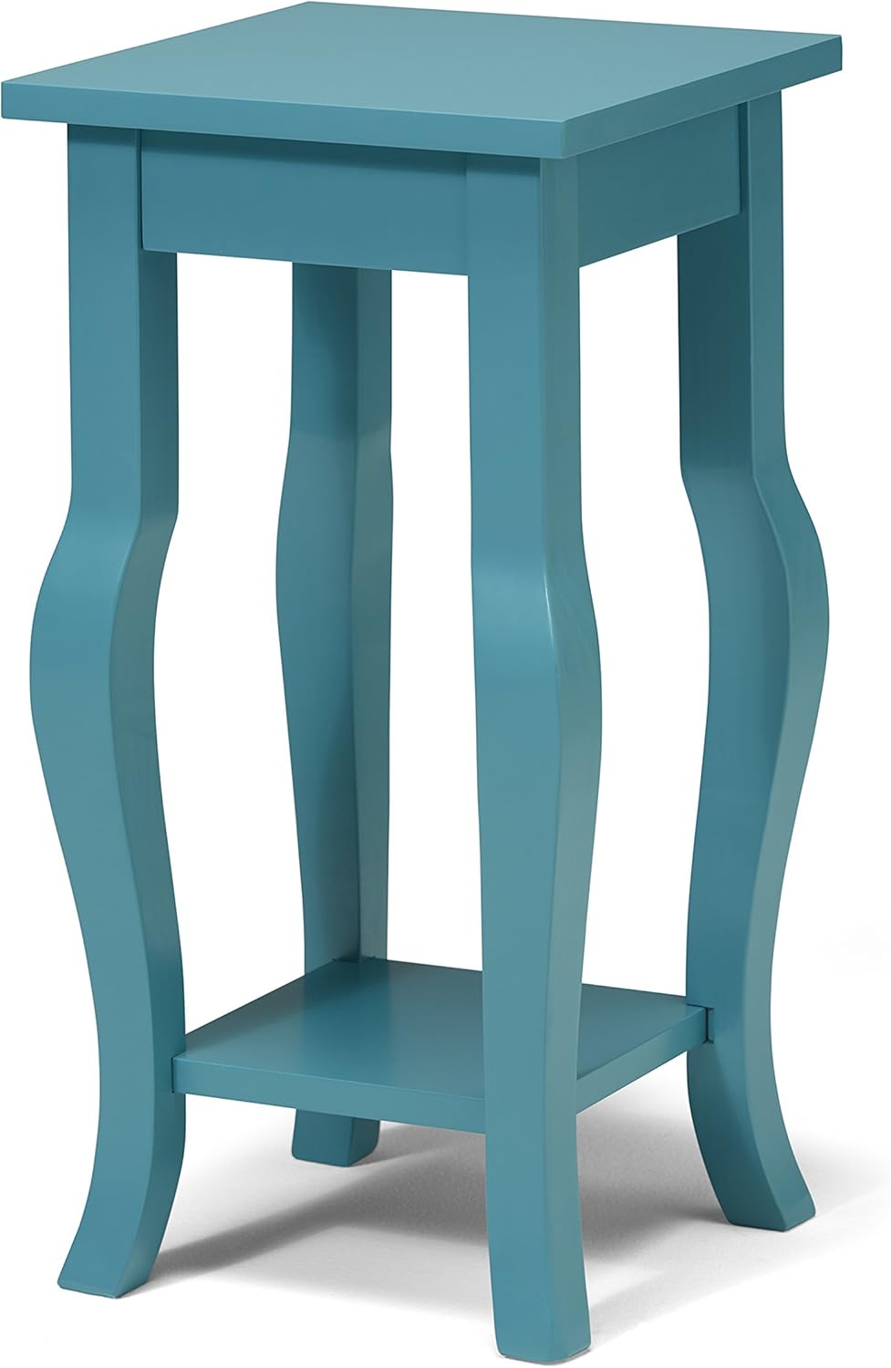Black Wood Pedestal End Table with Display Shelf X7133
