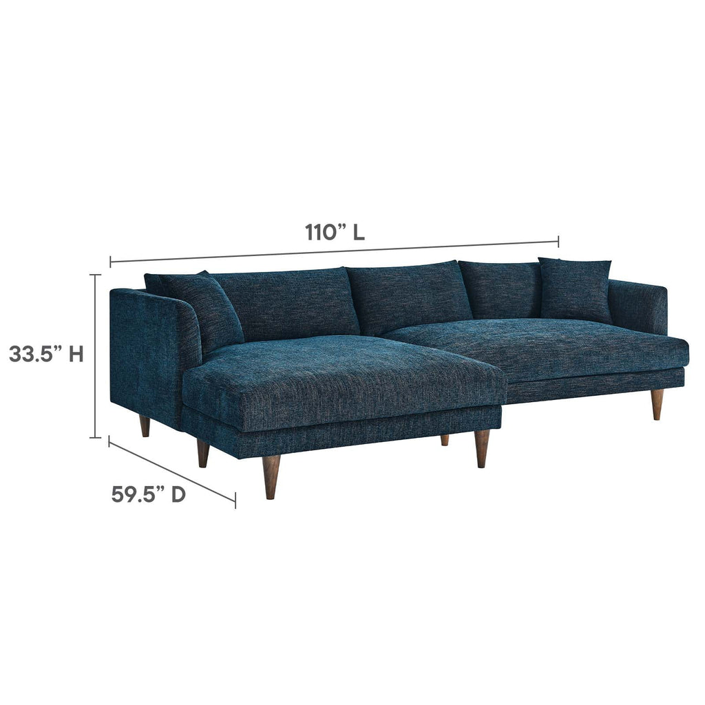 Left-Facing Down Filled Overstuffed Sectional Sofa Y120