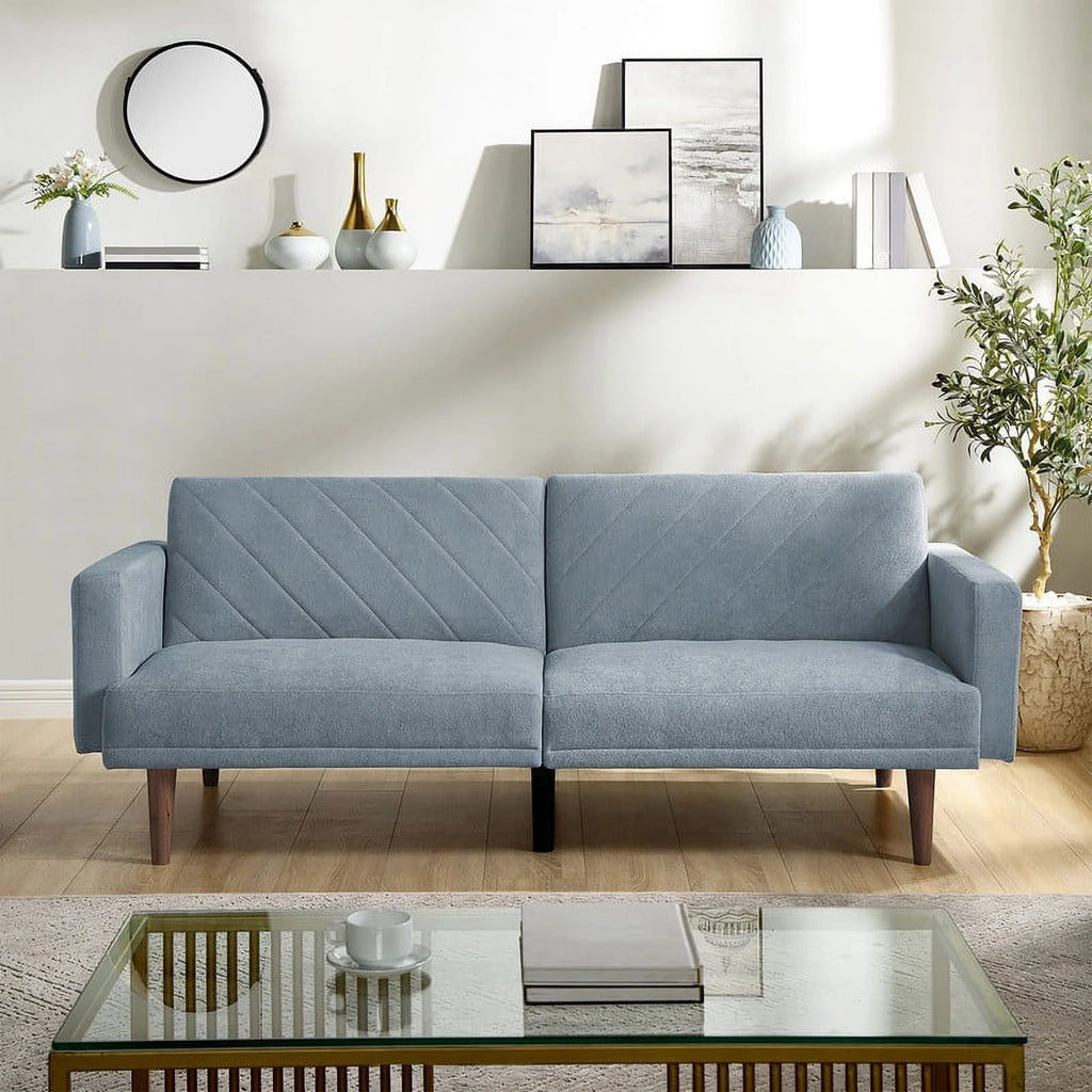 Blue Convertible Futon Sofa Bed E231