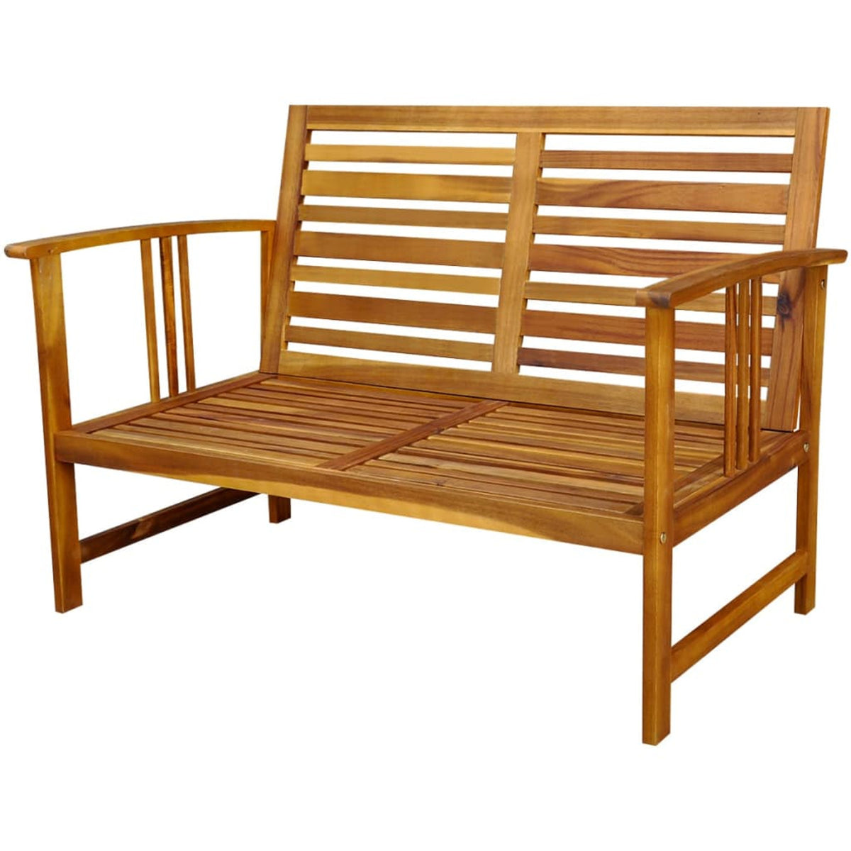 4 Piece Acacia Wood Outdoor Sectional Sofa Set with White Cushions M86256