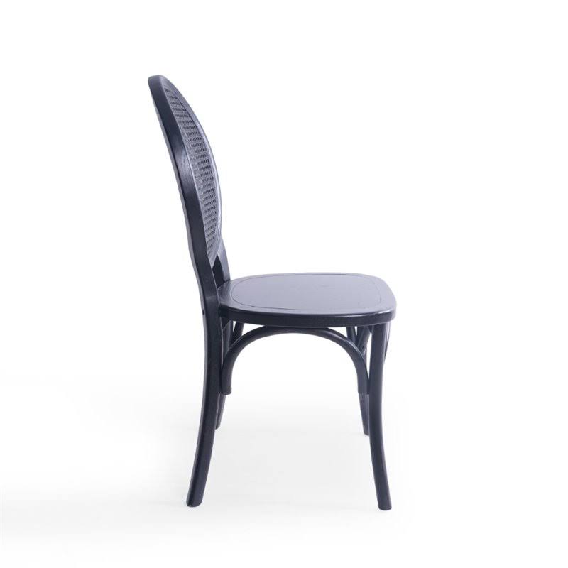 Matte Black Elm Wood Dining Chair Set of 2 U565