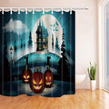 Halloween Pumpkin Pine Forest Polyester Fabric Bath Curtain 66x72 inches I297