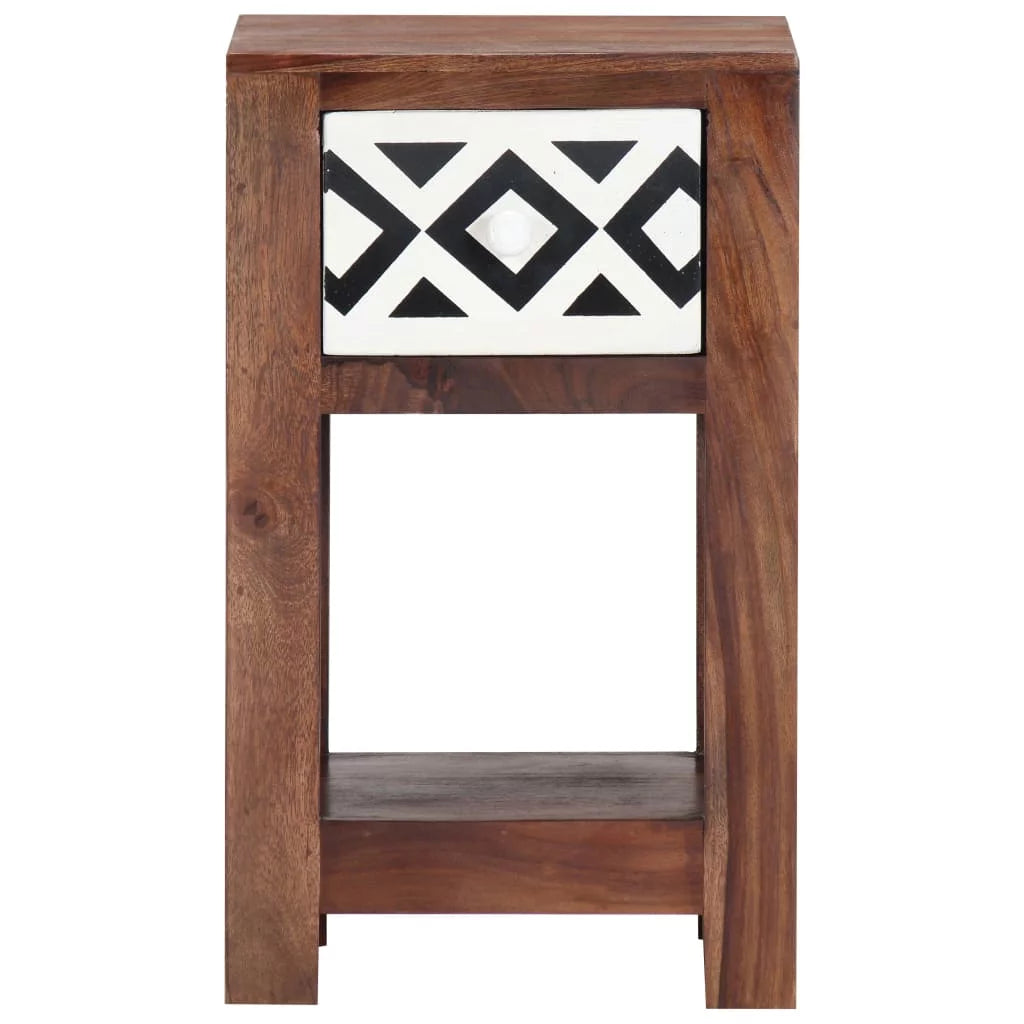 Sheesham Wood Nightstand with Storage Drawer and Bottom Shelf D176