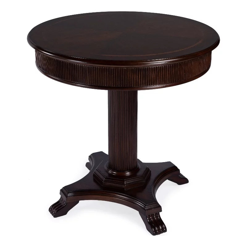 Brown Ribbed Wood Pedestal Foyer Table W966351