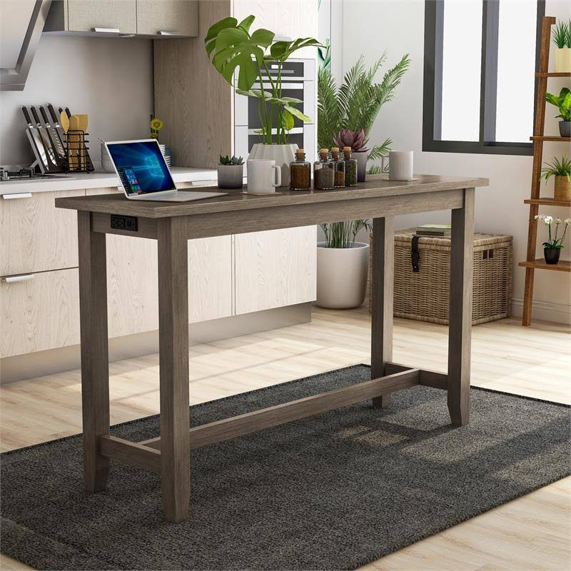 Wire-Brushed Gray Wood Counter Height Table S6964