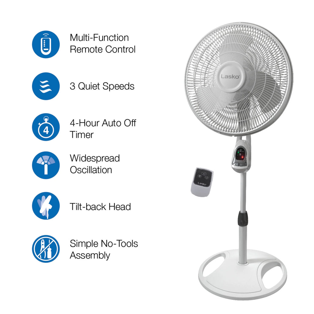16 3-Speed Oscillating Pedestal Fan with Timer and Remote K999
