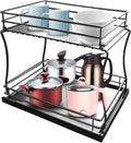 2-Tier Sliding Cabinet Organizer, 11.6 Wide, Carbon Steel L11163