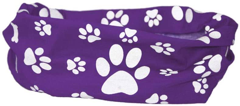 Reflective Purple Paw & Bone Print Dog Scarf Collar Bandana K671408