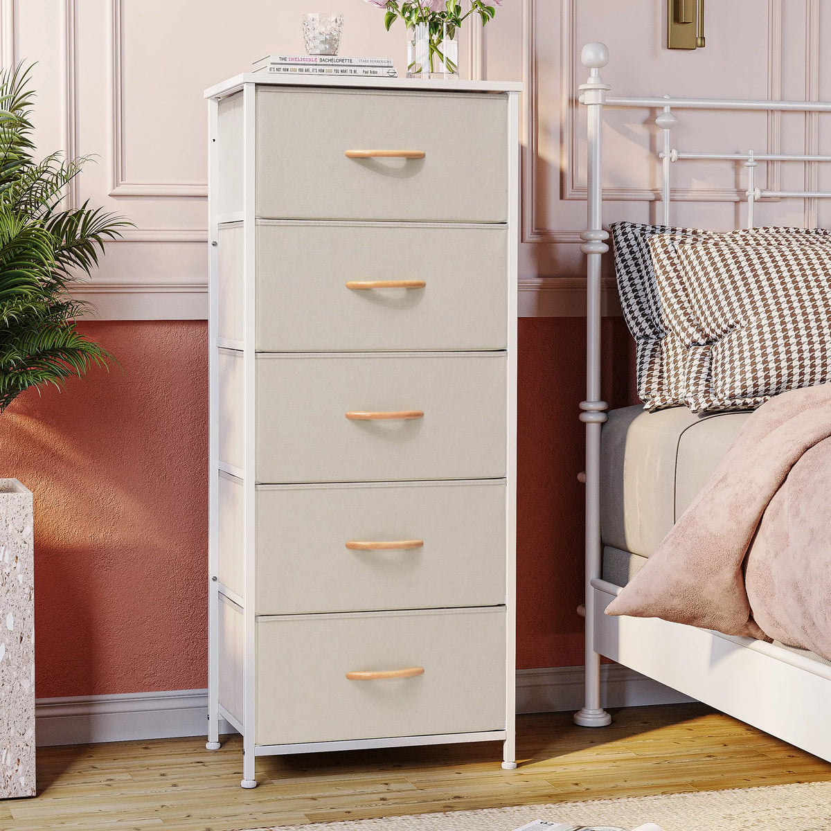Beige 5-Drawer Vertical Storage Dresser O660