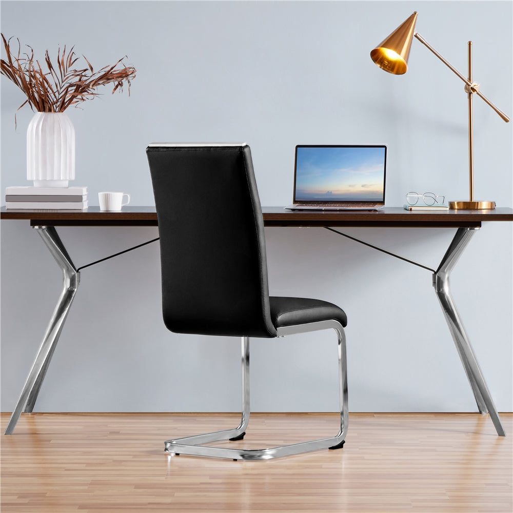 Black Faux Leather Dining Chairs Set of 2 J253766