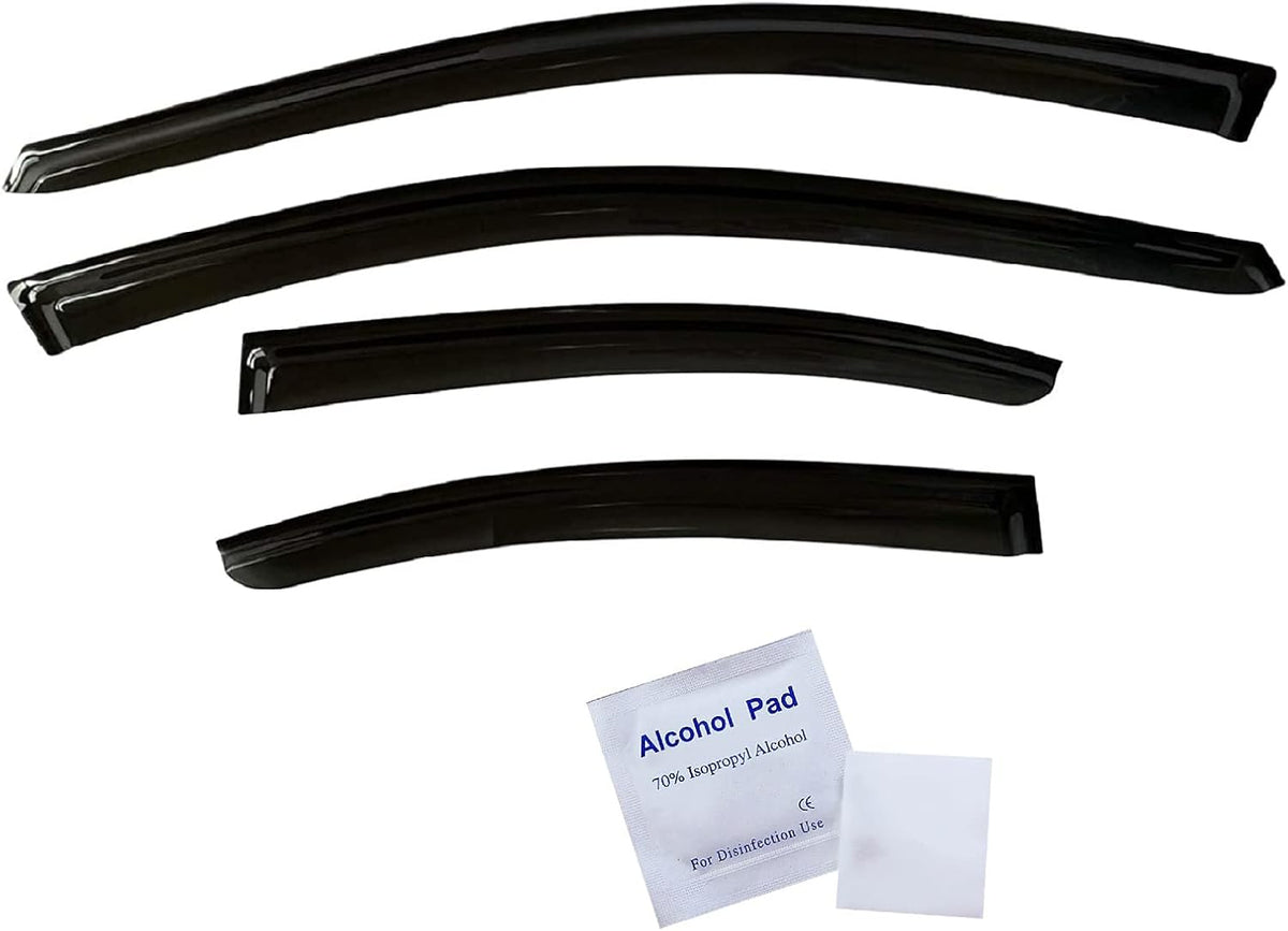 Smoke Tinted Tape-On Side Window Visor Deflectors Rain Guards Pack of 2 P5398