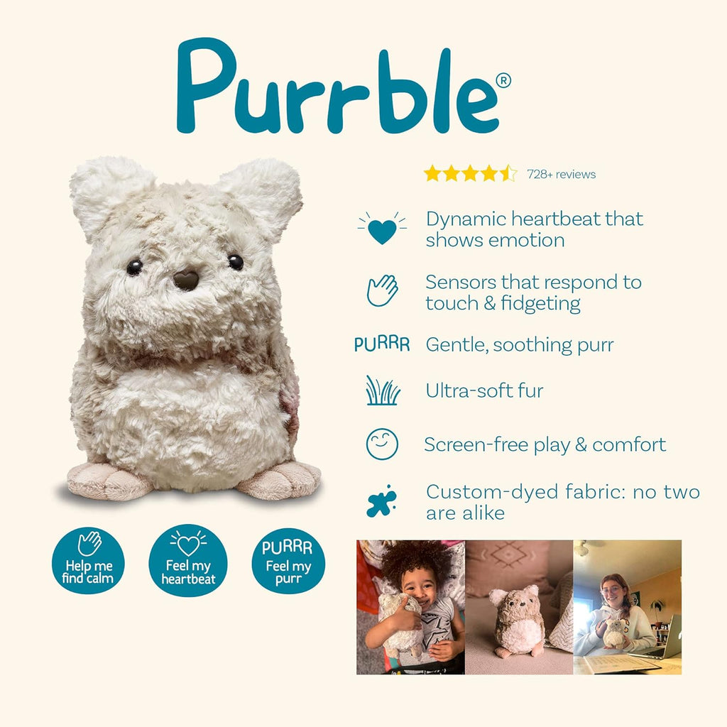 Calming Toy Companion with Dynamic Heartbeat and Soothing Purr Plush Z392595