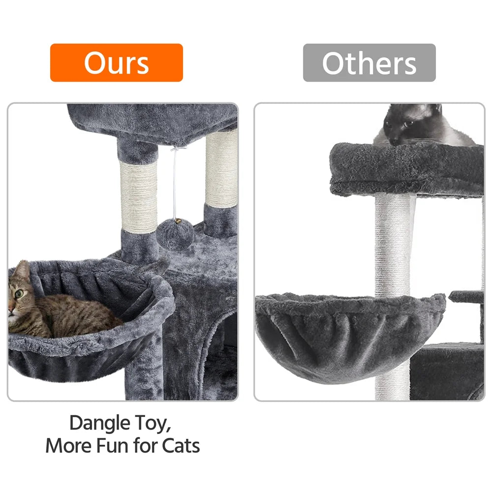 42"H Multilevel Cat Tree Tower with Condo and Perches, Dark Gray O48602