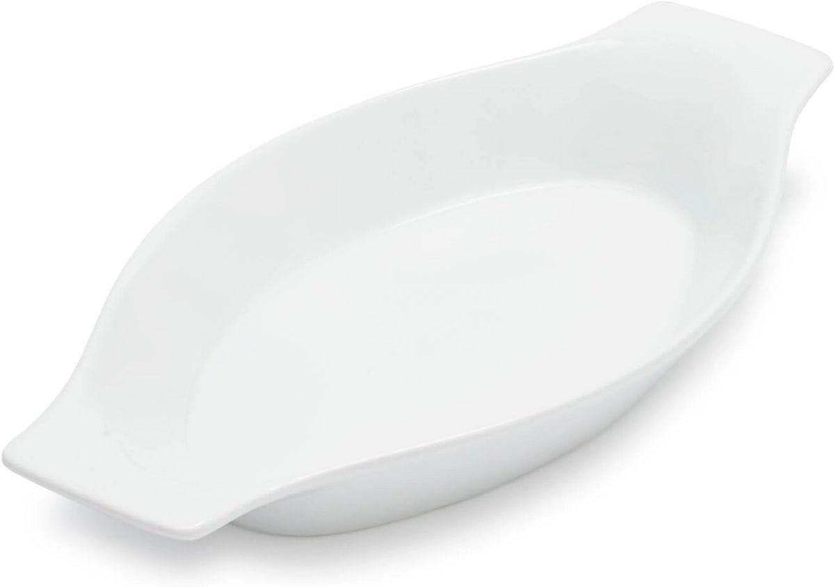 White Oval Porcelain Gratin Dish X43643
