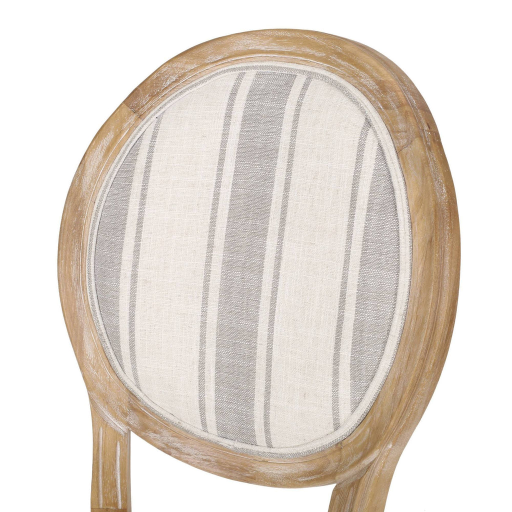 Dining Chair Set of 4 Gray Stripes Light Beige Natural K9404