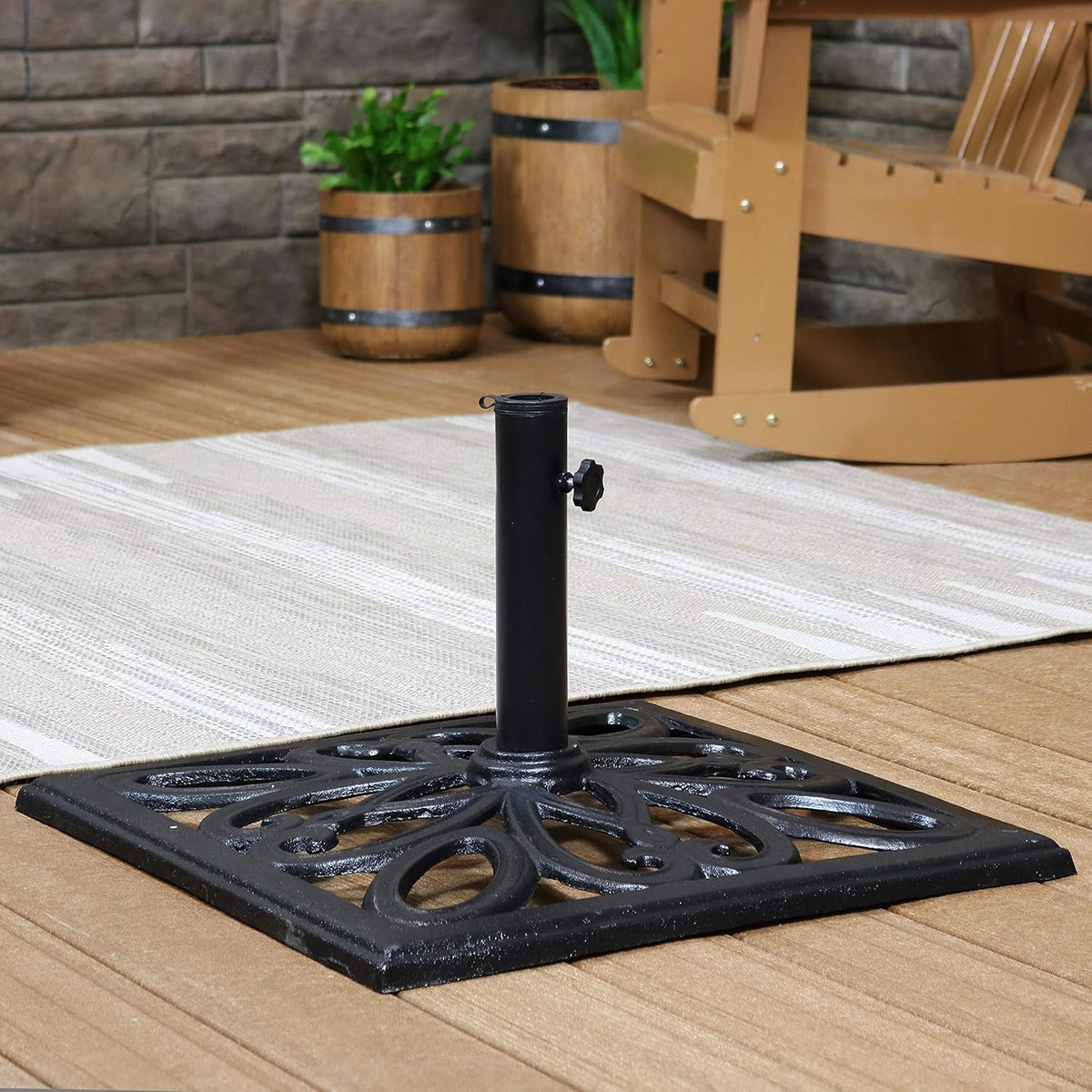 22-Inch Square Cast Iron Umbrella Base Black C663907