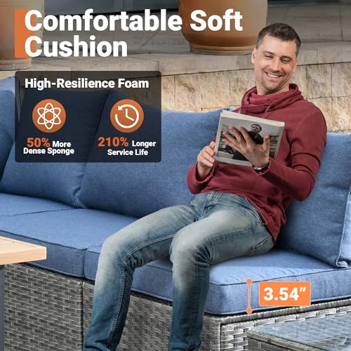 11 Piece Outdoor Patio Furniture Set with Fire Pit Table Dark Grey O848424